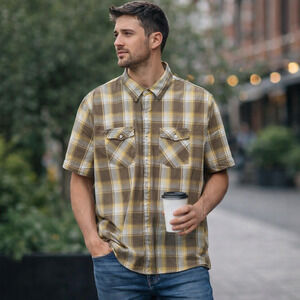 TIMBERLAND Button-Up Shirt Mens Short Sleeve Multicolor Plaid Size XL Normcore